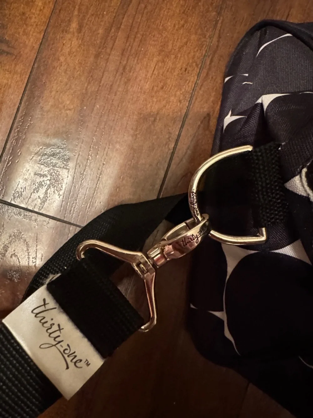 Thirty one Black and Cream Polka Dot Travel Duffel Bag - Picture 7 of 15